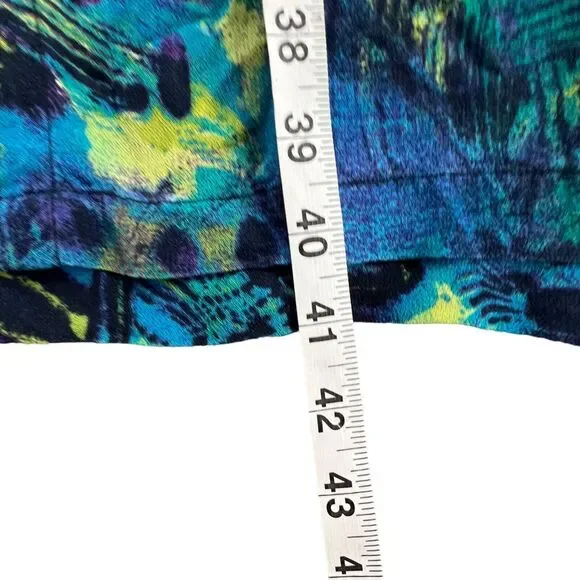 Chico's long jacket sz 2 sz 12 floral print green blue black sheer EUC - Picture 7 of 14